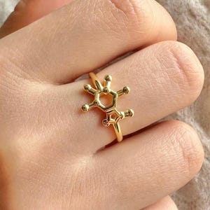 Caffeine Molecule Ring 14K Gold | Science Jewelry | Chemistry Gift