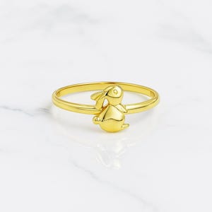 Gepersonaliseerde gouden ring konijn - gepersonaliseerde dierensieraden cadeau