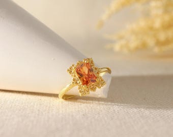 Vintage 14k Gold Orange Topaz Ring, November Birthstone Statement
