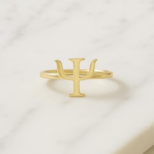 Graduierung Goldgeschenk, 14k Goldpsychologie Ring, Geschenk für Psychologen, Psi Symbol Ring, griechischer Buchstabe Schmuck, Geschenk für Psychiater
