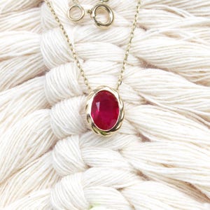 Dainty 14k Solid Gold Ruby Pendant Necklace: Vintage Style