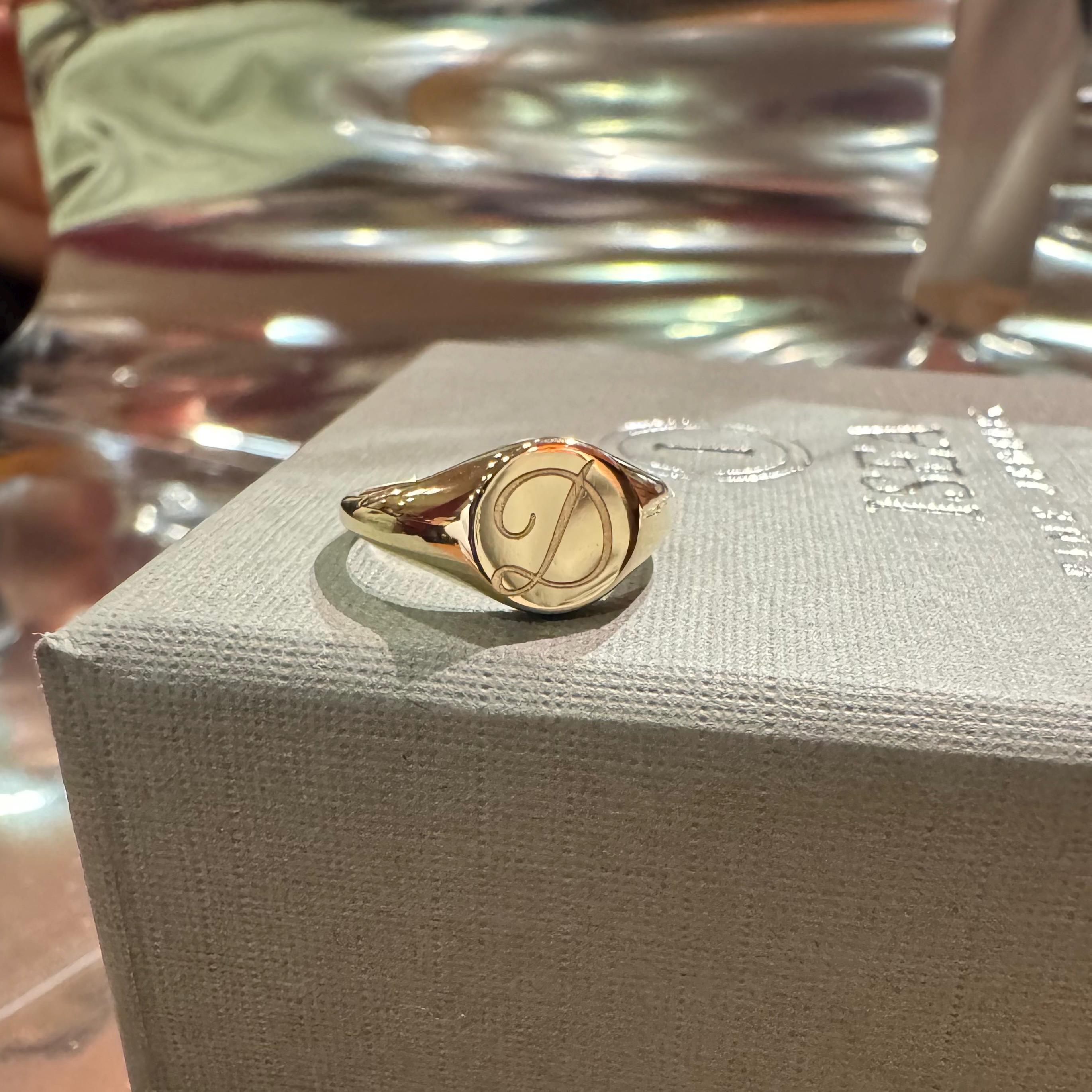 14k Solid Gold Baby Signet Ring: Engravable Minimalist Pinky Ring - Etsy