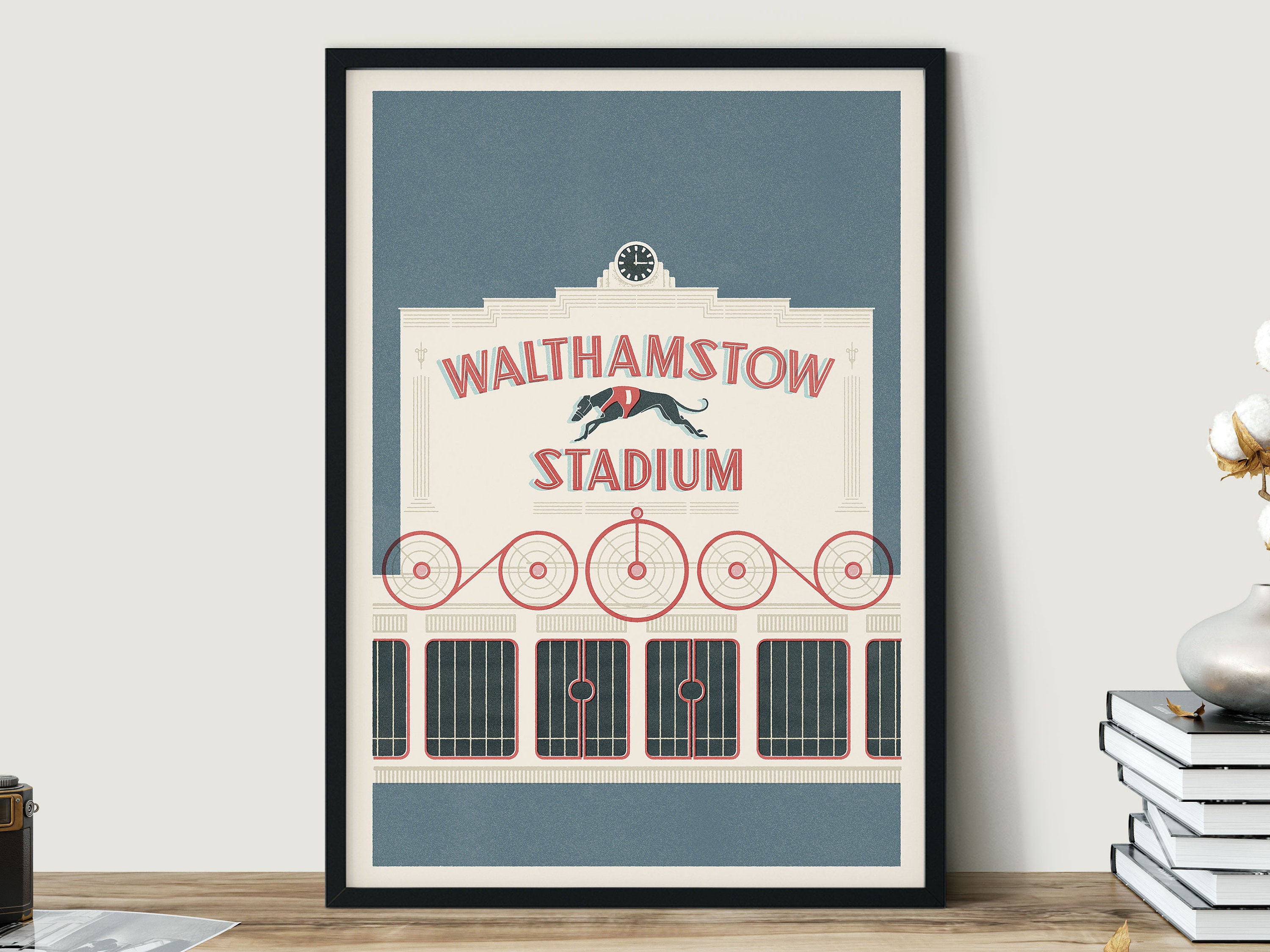 Walthamstow Stadium Travel Poster dark Blue London Vintage Art Print Etsy