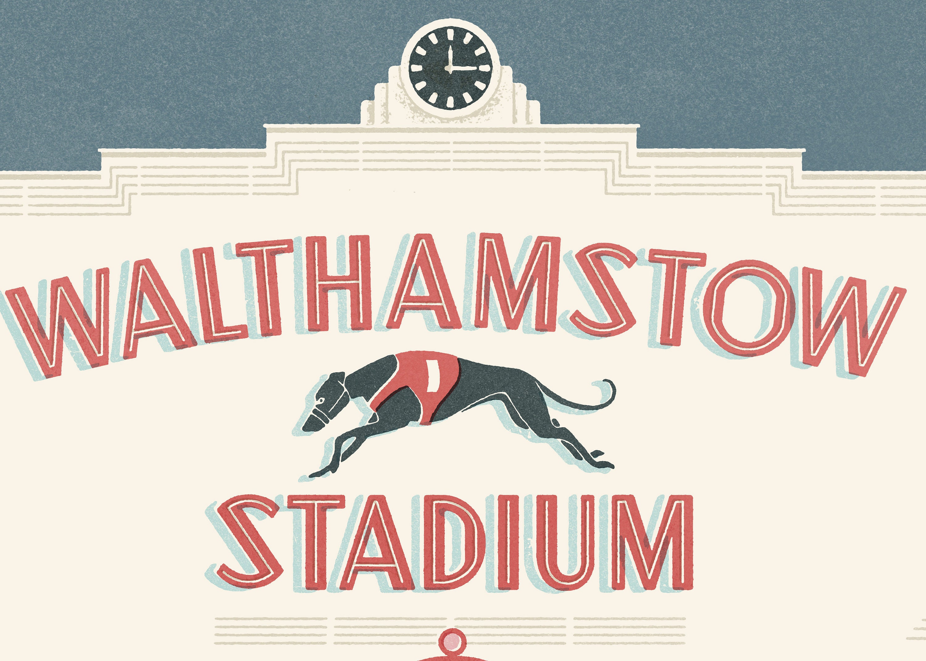 Walthamstow Stadium Travel Poster dark Blue London Vintage Art Print Etsy