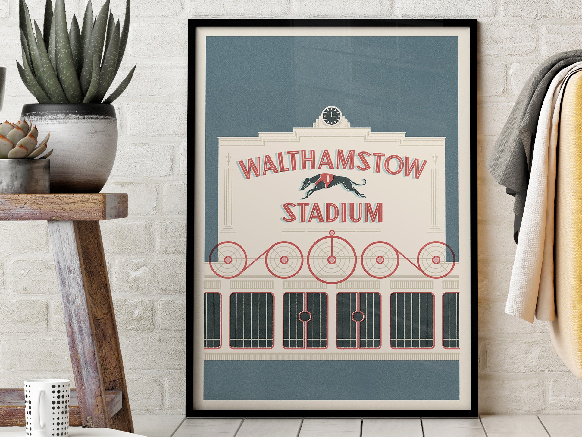 Walthamstow Stadium Travel Poster dark Blue London Vintage Art Print Etsy