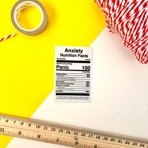 Vinyl Anxiety Nutrition Facts Die-Cut Sticker | Laptop Stickers | Funny Stickers | Waterproof Stickers