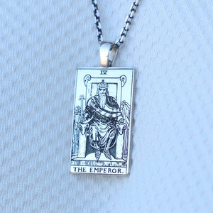 Silver Tarot The Emperor Necklace, 925K Sterling Silver The Emperor Tarot Card  Pendant, Tarot The Emperor Card, Tarot Gifts, Tarot Jewelry