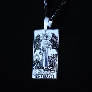 Silber Tarot Temperance Halskette, 925K Sterling Silber Temperance Tarot Karte Anhänger, Tarot Temperance Karte, Tarot Geschenke, Tarot Schmuck