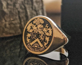Silver Coat of Arms Signet Ring , Crest Ring, Family Crest Rings , Custom Signet Ring, Family Crest Signet Ring, Personalized Signet Ring