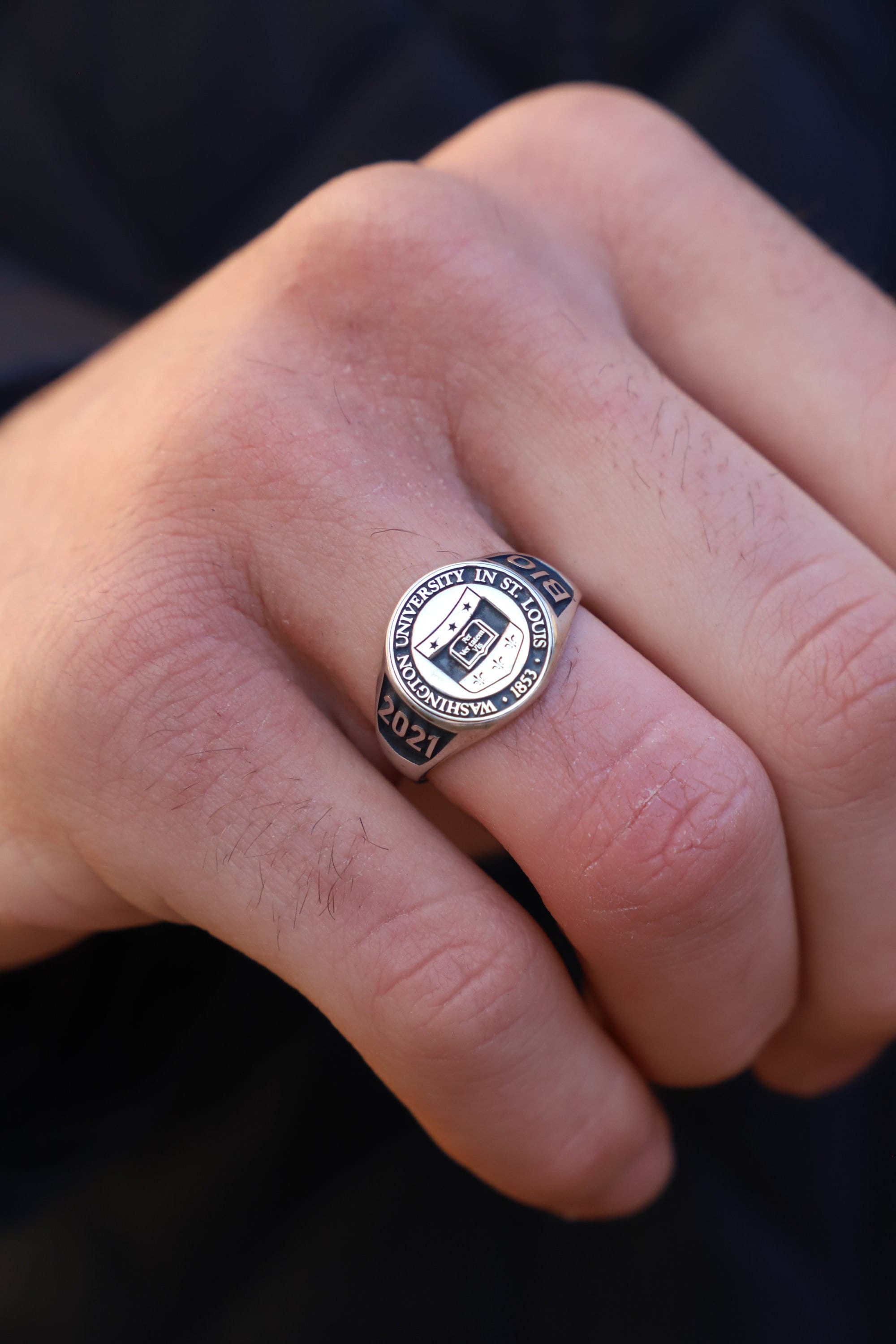 Silver Custom College Class Ring, High School Class Ring