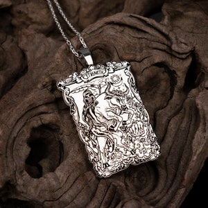 Silver Tarot Strength Necklace, 925K Sterling Silver Strength Tarot Card  Pendant, Tarot Strength Card Necklace, Tarot Gifts