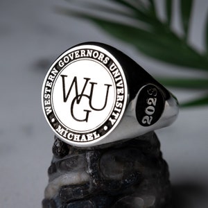 Western Governors University, Silver Custom College Class Ring, High School Class Ring,  College Ring, School Ring, Personalized Ring
