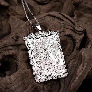 Silver Tarot Temperance Necklace, 925K Sterling Silver Temperance Tarot Card  Pendant, Tarot Temperance Necklace, Tarot Gifts
