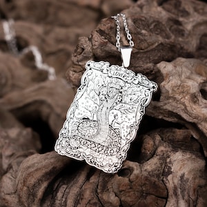 Silber Tarot-Liebhaber-Halskette, 925K Sterling Silber-Liebhaber-Tarot-Karten-Anhänger, Tarot-Liebhaber-Karten-Halskette, Tarot-Geschenke