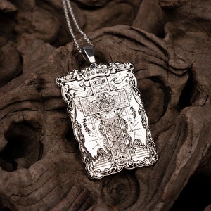 Collier d’as de baguettes de tarot argenté, as de baguettes en argent sterling 925K, pendentif de carte de tarot, collier de cartes d’as de baguettes de tarot, cadeaux de tarot