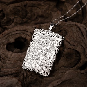 Collier de mort de tarot d’argent, pendentif de carte de tarot de mort en argent sterling 925K, collier de carte de mort de tarot, cadeaux de tarot