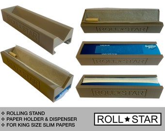 ROLL STAR (king slim) - Rolling paper stand & packet holder / dispenser (for king size slim papers)