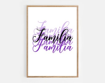 Picture with the word Family in Purple