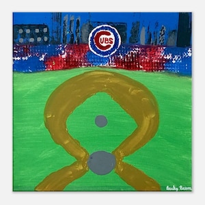 Wrigley Field Abstract Canvas Print - Chicago Cubs Baseball Art