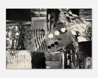 Textured Black & White Abstract Canvas Print - Modern Wall Art