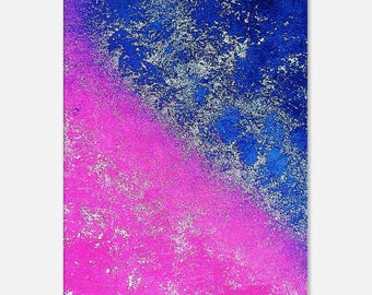 Vibrant Blue and Pink Abstract Canvas Art Print – Acrylic Art