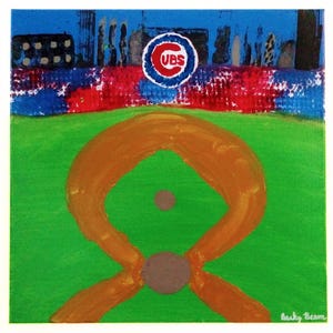 Original Wrigley Field Painting: Chicago Cubs Abstract Art on Canvas