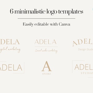 6 Minimalistic logo templates | DIY modern logo | Neutral logo | Custom logo | Canva template | Instant download