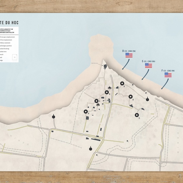 Pointe du Hoc map - D-day landings in detail - Digital print - Operation Overlord