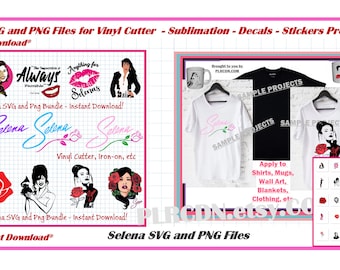 32 Selena Svg and Png Graphic Files  (transparent no background) for Vinyl Cutter, Sublimation, Decals, Stickers.
