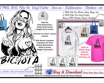 Karol G Bichota Png and Svg, Sublimation, Iron-on Transfer, Mugs, Hats, Vinyl Cutter, Bonus PDF Sticker Template Included
