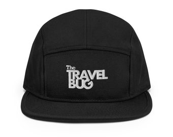 The Travel Bug 5 Panel Camper Hat Gift Wanderlust World Travel Hike Gear Traveler Explorer Adventure
