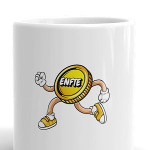 ENFTE Crypto Coin Ceramic Coffee Mug | Towary Metaverse | Entuzjaści NFT | Kubek Crypto Trader | Gorąca herbata | Codzienne zastosowanie | Prezent Bitcoin