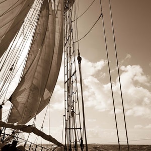 Sepia toned &quot;vintage&quot; greeting card, Under Full Sails. Blank inside making this card ideal for your own special personal message.