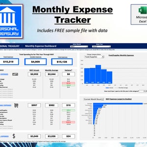 Monthly Expense Spreadsheet, Financial Planner, Spending Tracker, Budget Dashboard, Personal Finance, Expense Log