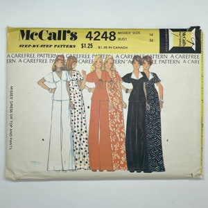 McCalls 4248 - Vintage 1970&#39;s Women&#39;s Dress, Top, and Pants Sewing Pattern | Size 14