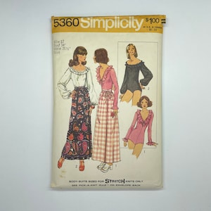 Simplicity 5360 - Vintage 1970&#39;s Women&#39;s Bodysuit and Skirt Sewing Pattern | Size 12