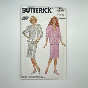 Butterick 4358 - Vintage 1980&#39;s Women&#39;s Top and Skirt Sewing Pattern | Size 14-18