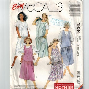 McCalls 4834 - 1990年代のヴィンテージ レディース マタニティ ジャンパー、サンドレス、トップスの縫製パターン | サイズ 14