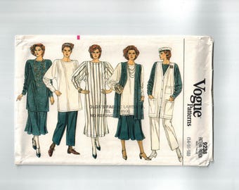 Vogue 9238 - Vintage 1980's Women's Maternity Vest, Dress, Tunic, Skirt, and Pants Sewing Pattern | Size 14-18
