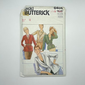 Patrón de costura para chaqueta de mujer Butterick 6466, años 80, talla 10