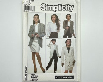 Simplicity 8796 - Patrón de costura para conjunto de mujer, años 80, talla 10