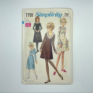 Simplicity 7791 - Vintage 1960's Women's Dress Sewing Pattern | Size 8