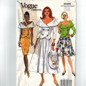 Vogue 8008 - Vintage Women&#39;s 1990&#39;s Top and Skirt Sewing Pattern | Size 14-18