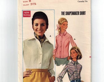Butterick 4947 - Vintage 1960s Shirt Sewing Pattern | Size 8, Bust 31.5