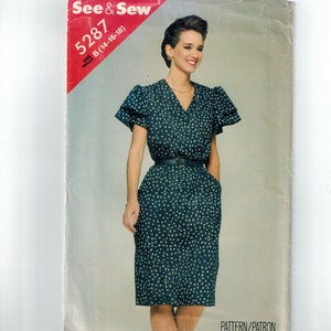 Butterick 5287 - Vintage 1980&#39;s Women&#39;s Dress Sewing Pattern | Size 14-18