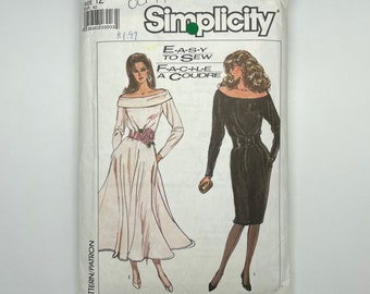 Simplicity 8348 - Patrón de costura para vestido vintage de mujer de los años 80 / Talla 12