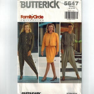 Butterick 5647 - Vintage 1980s Damen Jacke, Top, Rock, Hose Schnittmuster | Größe 12-16