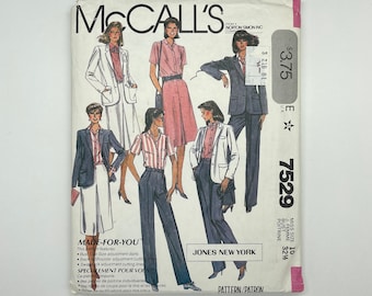 McCalls 7529 - Vintage 1980's Women's Ensemble Sewing Pattern | Size 10