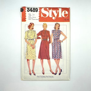 Style 3489 - Patron de couture de robe pour femme vintage des années 1980 | Taille 12
