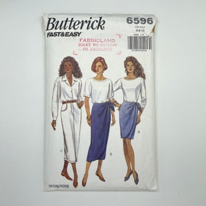Butterick 6596 - Molde de costura para saia feminina vintage dos anos 90 | Tamanho 6-10